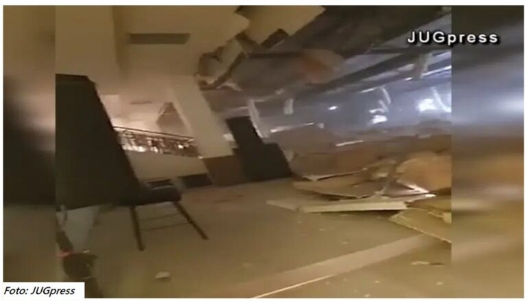 (ВИДЕО) Се урна таван на хотел „Београд“ – за влакно избегната трагедија во Лесковац