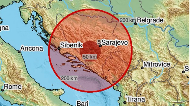 Земјотрес во Босна и Херцеговина почувствуван низ цела Хрватска со јачина од 3,3 степени според Рихтеровата скала