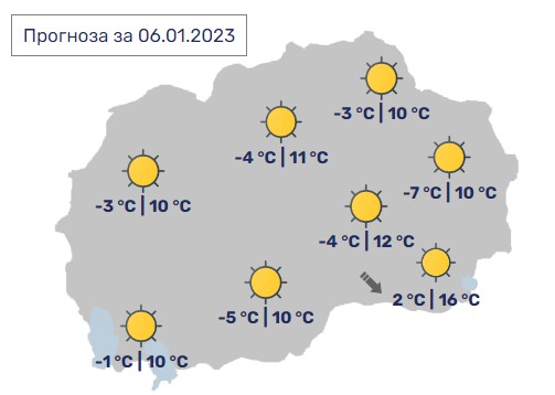 Денес во Македонија сончево, максимални 16 степени
