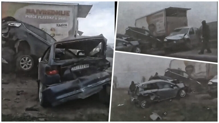 (ВИДЕО) Песочна бура во Суботица предизвика тежок верижен судир на автопатот