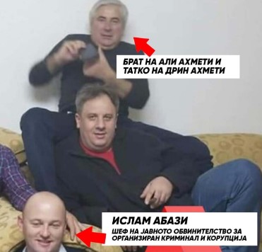 Не мора слика да се види дека Ислам Абази е седнат во скутот на Груби – Затоа нема никаква постапка за неговите афери, велат од ВМРО ДПМНЕ