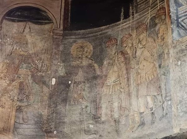 (ФОТО) Фреска на која Св Наум е затворен од бугарски ханови, ретко забележителна a се наоѓа до неговиот гроб
