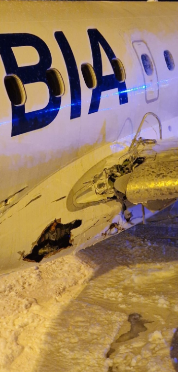 (ВИДЕО) Авионот што принудно слета во Белград имал дупка и оштетено крило, јавуваат српските медиуми
