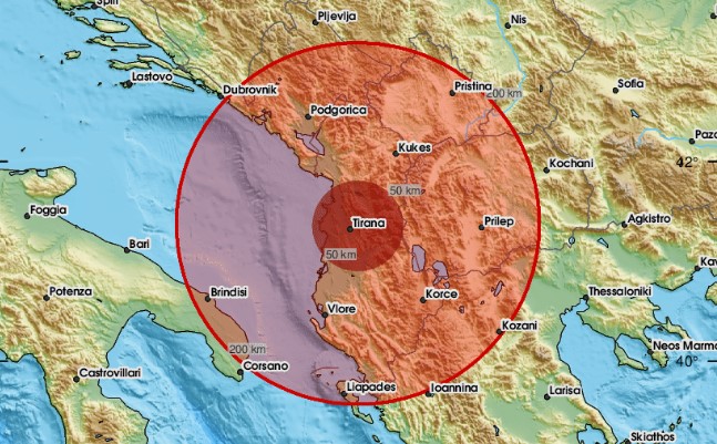Поуствуван земјотрес во Македонија, епицентарот во Албанија