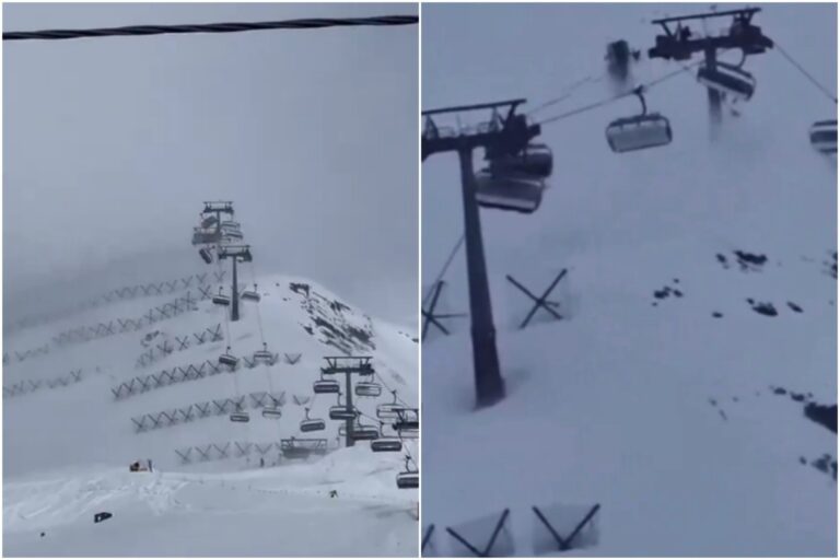 (ВИДЕО) Силен ветар со брзина поголема од 100км/час  во италијанскиот скијачки центар „Цервинија“